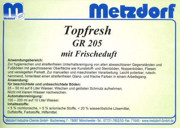 Topfresh GR 205 mit Frischeduft 1 Ltr.
